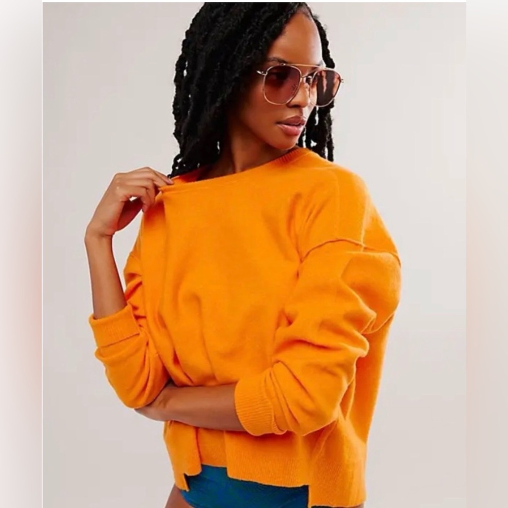 NWT FREE PEOPLE Luna Pullover Bright Marigold Small